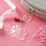 Personalizzato Cheer Pom Poms Megafono Portachiavi in acrilico trasparente con nome e nappe Squadra sportiva Regalo di compleanno per cheerleader