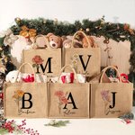 Borsa tote in iuta personalizzata con fiore di nascita iniziale e nome forte e resistente regalo di compleanno o matrimonio per donne