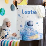 Personalisierte Aquarell Spaceman Lagerung Wäschekorb mit Namen wasserdicht Kinderzimmer Dekoration Kindertag Housewarming Geschenk für Jungen Mädchen
