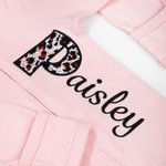 Personalisierte gestickten Leopard Initial Name 100% Baumwolle Baby Strampler Stirnband Set mit Reißverschluss Geburtstag Baby Dusche Geschenk für Neugeborene