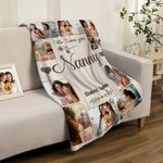 Personalized 10 Family Photos Soft Throw Blanket with 1-8 Names and Text Home Decor Mother's Day Father's Day Birthday Gift for Mom Grandma Dad