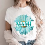 Personalized Light Blue Daisy Heart T-shirt Sweatshirt with 1-8 Names Birthday Mother's Day Gift for Mom Grandma