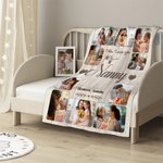 Personalized 10 Family Photos Soft Throw Blanket with 1-8 Names and Text Home Decor Mother's Day Father's Day Birthday Gift for Mom Grandma Dad