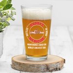 Personalized Daddy's Medicine Fist Bump 16 oz Clear Beer Glass with 2-9 Names Father's Day Birthday Gift for Dad Beer Lovers