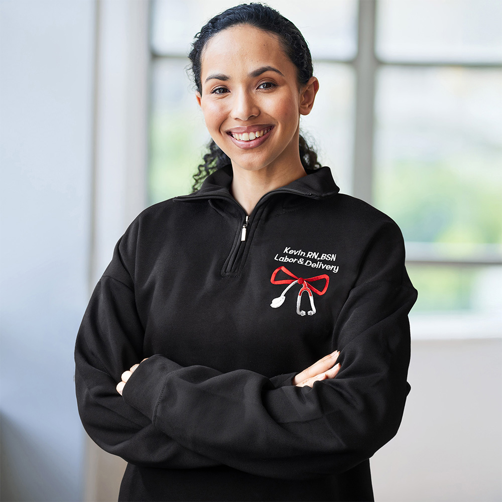 T-shirt sweat-shirt personnalisé avec motif stéthoscope et textes brodés Cadeau Journée internationale des infirmières pour personnel médical