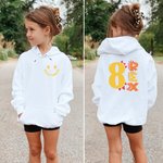Personalizado Multicolor Sonrisa Rex Dinosaurio Algodón Niño Camiseta Sudadera Sudadera con capucha con la edad y el nombre Regalo de cumpleaños para niñas Niños