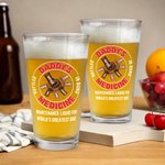 Personalized Daddy's Medicine Fist Bump 16 oz Clear Beer Glass with 2-9 Names Father's Day Birthday Gift for Dad Beer Lovers