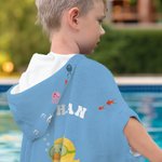 Personalisierter Tauchtier Badeponcho mit Namen Bär Hase Weiches Schnelltrocknendes Kapuzen-Strandtuch Strand Pool Geburtstag Geschenk für Kinder