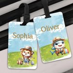 Personalisierte niedlichen Cartoon Löwe Hai Urlaub Tiere Gepäckanhänger mit Namen Reisezubehör Geburtstag Urlaub Geschenk für Kinder