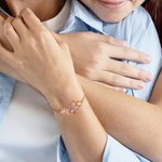 Personalized 1-12 Birth Flowers Bee Honeycomb Bracelet Dainty Jewellery Birthday Mother's Day Gift for Women