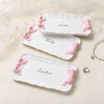 Personalized Cream Texture Pink Bows Name Gypsum Trinket Jewelry Dish Aesthetic Home Decor Bridesmaid Birthday Gift for Women Girls