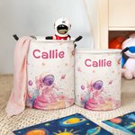 Personalisierte Aquarell Spaceman Lagerung Wäschekorb mit Namen wasserdicht Kinderzimmer Dekoration Kindertag Housewarming Geschenk für Jungen Mädchen
