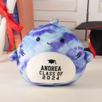 Peluche personalizzato con motivo del tocco di laurea mucca e gatto con nome e anno regalo di laurea per laureati della classe 2025