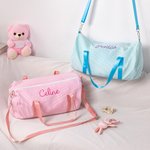 Ricamo personalizzato con nome a strisce Grande borsa da ballo in seersucker con tracolla Regalo di compleanno per ragazze per il ritorno a scuola