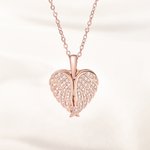 Personalized Zircon Angel Wings Dog Cat Portrait Heart Necklace Dainty Jewellery Birthday Pet Loss Memorial Gift for Pet Owners Lovers