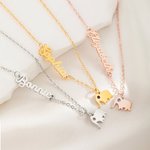 Personalised Elephant Mom and Kid Necklace Set with Name and Birthstone Dainty Jewellery Mother’s Day Birthday Gift for Her