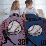 Personalised Play Baseball Design Soft Throw Blanket with Name and Number Home Decor Birthday Gift for Baseball Lovers