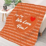 Personalisierte Multicolor Liebe Herz Name Wolke weiche Decke werfen mit Titel Home Decor Geburtstag Vatertag Geschenk für Papa Opa
