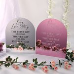 Personalized Our Love Story First Day Yes Day Best Day Acrylic Wedding Sign with Names Table Decor Anniversary Wedding Gift for Couples