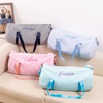 Ricamo personalizzato con nome a strisce Grande borsa da ballo in seersucker con tracolla Regalo di compleanno per ragazze per il ritorno a scuola