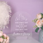 Personalized Our Love Story First Day Yes Day Best Day Acrylic Wedding Sign with Names Table Decor Anniversary Wedding Gift for Couples