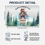 Personalized Cute Cartoon Hugging Bear Sitting with Mountain View Wallet Card with Names and Title Happy Father's Day Birthday Gift for Dad Grandpa
