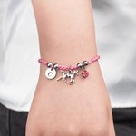 Ciondolo iniziale di pietra di nascita del cavallo personalizzato Bracciale di corda rosa Regalo di compleanno per bambini donne