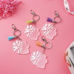 Personalizzato Cheer Pom Poms Megafono Portachiavi in acrilico trasparente con nome e nappe Squadra sportiva Regalo di compleanno per cheerleader