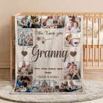 Personalized 10 Family Photos Soft Throw Blanket with 1-8 Names and Text Home Decor Mother's Day Father's Day Birthday Gift for Mom Grandma Dad