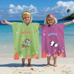 Personalisierter Tauchtier Badeponcho mit Namen Bär Hase Weiches Schnelltrocknendes Kapuzen-Strandtuch Strand Pool Geburtstag Geschenk für Kinder