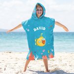 Personalisierter Tauchtier Badeponcho mit Namen Bär Hase Weiches Schnelltrocknendes Kapuzen-Strandtuch Strand Pool Geburtstag Geschenk für Kinder