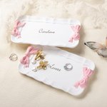 Personalized Cream Texture Pink Bows Name Gypsum Trinket Jewelry Dish Aesthetic Home Decor Bridesmaid Birthday Gift for Women Girls