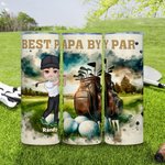 Gepersonaliseerde Cartoon Golfkarakter 20 oz Skinny Tumbler met Naam en Rietje Sport Accessoire Verjaardagscadeau voor Golfliefhebber