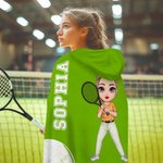 Gepersonaliseerde Softbal Baseball Cartoon Karakter Hooded Deken met Naam Game Day Verjaardagscadeau voor Ball Lovers