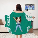 Gepersonaliseerde Softbal Baseball Cartoon Karakter Hooded Deken met Naam Game Day Verjaardagscadeau voor Ball Lovers