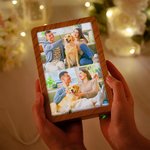 Henkilökohtainen 1-4 kuvaa Faux Wood Grain LED-valokuvakehys peili kolmivärinen himmennys vuosipäivä syntymäpäivä lomalahja pariskunnille perheille ystäville