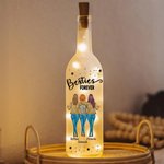 Personlig Besties Forever Star 2-4 Tecknade karaktärer LED-flasklampa med namn Bachelorette Party Födelsedagspresent för systrar Besties