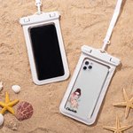 Personalized Summer Beach Cartoon Character Waterproof Phone Pouch with Name and Lanyard Water Activities Accessories Birthday Gift for Family Friends