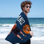 Asciugamano da spiaggia personalizzato in microfibra ad asciugatura rapida con nome e numero regalo per feste in piscina e spiaggia per uomini