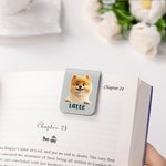 Personalized 3D Cartoon Dog Magnetic Leather Bookmark Clip with Name Reading Accessories Birthday Gift for Family Friends Pet Lovers
