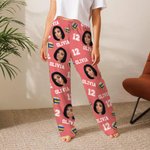 Personalized Basketball Football Face Photo Long Sleeve Soft Pajama Pants with Name and Number Daily Home Wear Birthday Gift for Ball Sports Lover
