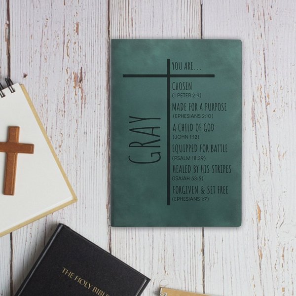 Cruz personalizada You Are Chosen A5 A6 Cuaderno de piel con nombre y 200 páginas rayadas Regalo de cumpleaños de bautizo para cristianos