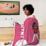 Gepersonaliseerde Softbal Baseball Cartoon Karakter Hooded Deken met Naam Game Day Verjaardagscadeau voor Ball Lovers