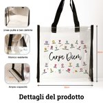 Borsa tote trasparente personalizzato con nome energia e ottimismo impermeabile regalo di compleanno per insegnanti famiglia e amico