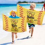 Personalized Baseball Faux Sequins Quick Drying Beach Towel with Name and Number Game Day Birthday Gift for Baseball Lovers