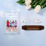 Gepersonaliseerd Cartoon Mamma en 1-4 Kinderen Voor Altijd Aan Elkaar Verbonden LED Nachtlampje met Naam en Houten Voet Home Decor Moederdag Cadeau voor Mamma Oma