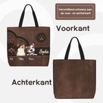 Gepersonaliseerde Retro Patroon Cartoon 1-6 Honden Katten Pootafdruk Grote Tas met Naam Verjaardagscadeau voor Huisdierliefhebbers