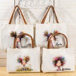 Bolsa de lona grande personalizada con nombre y asas de cuero PU accesorios de viaje regalo de cumpleaños para mujeres y niñas