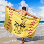 Personalized Baseball Faux Sequins Quick Drying Beach Towel with Name and Number Game Day Birthday Gift for Baseball Lovers