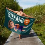 Asciugamano da spiaggia personalizzato in microfibra ad asciugatura rapida con nome e numero regalo per feste in piscina e spiaggia per uomini